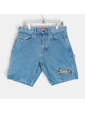 Supreme Handstyle Denim Painter Shorts Mens Waist 32 Blue 9" Baggy SUP SS21 Y2K